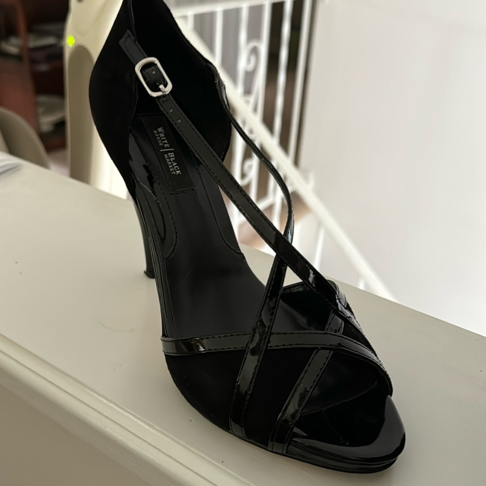 Leather and suede 3 1/2 inch heels